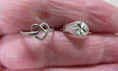 Vintage Baby / Infant Rings – Sterling Heart is Marked – no mark on other – 2 pc