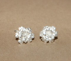 Vtg Sterling Silver Art Nouveau Floral Set Earrings clip-Bracelet 6.5″- Ring 5.5