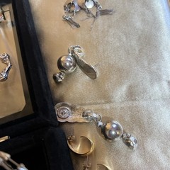 Vtg & Mod Pierced Earrings Lot W/ Signed Enamel Hoops Beaded Studs Pearl 38 Pair