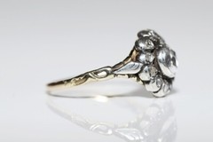 Antique Circa 1900s 14k Gold Top Silver Natural Rose Cut Diamond Ring