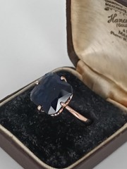 Vintage 1990-s 14 Ct Rolled Gold Sapphire Ring Size UK P US 7 1/2 – Hallmarked!