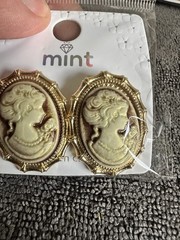 Post Earrings Bronze Cameo On Goldtone
