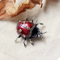 Enamel Rhinestone Ladybug Brooch Pin Vintage Style Insect Jewelry Gift New