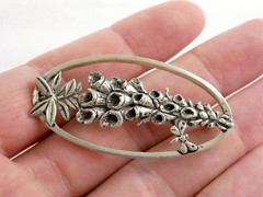 Vintage MASJ Maureen Ann Story Jones 1990 Silver Plated Pewter Foxglove Pin 9.2g