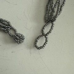 VTG Czech Republic Glass Seed Bead Necklace 16” Silver Button Loop Clasp
