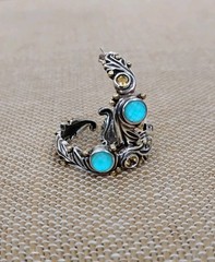 Rare Echo of the Dreamer Sterling Silver Bronze Turquoise Citrine Hoop Earrings