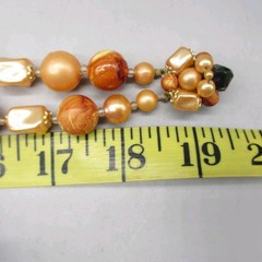 Vintage Hong Kong Necklace MCM Beaded Orange Brown Double Strand 19 Inch