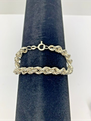 Sterling Silver 925 Italy 6MM Wide Vintage Rope Chain Bracelet 7″ 7.9g