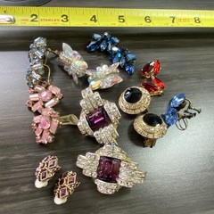 Rhinestone Earring Jewelry Lot – Vtg Rhinestone Earring Lot – Czechoslovakia