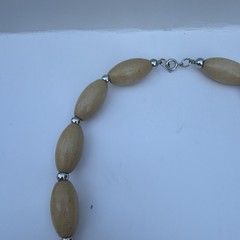 Vintage 90s Wood Bead Chunky Statement Necklace Boho Retro Women’s Jewelry