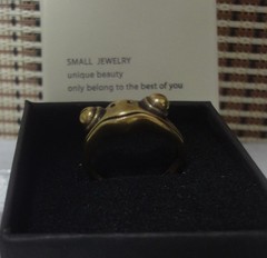 Vintage Style Brass Frog Toad Statue Adjustable Ring & Gift Box (US size 6-8)