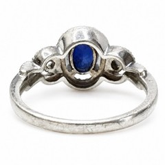 VTG Graziano 925 Sterling Silver Simulated Blue Sapphire Oval Infinity Ring 8