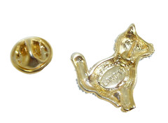 Vintage Landau Gold Tone Crystal Rhinestone Terrier Dog Pin USA SELLER