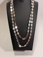 Vintage Long Silver Tone Flat Oval Link Chain Long Modernist Layering Piece