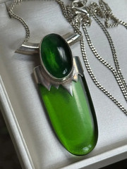 Vintage artisan necklace pendant 925 Sterling silver Art Deco Style
