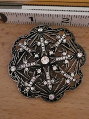Vintage Rhinestone Floral Intricate All Occasions Brooch With Patina CA USA P196