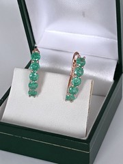 Vintage 1990-s 14 Ct Rolled Gold Emerald Earrings-Hallmarked 585 RG