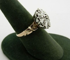 Antique Silver and 9kt Pink Gold and Rose Cut Diamond Ring size 7