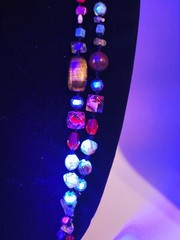 Vintage Artisan Lampwork Glass Necklace Multicolor UV Reactive Glowing Beads