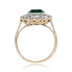 4.54Ct Vintage Art Deco Asscher Lab Created Emerald Wedding 14K Gold Finish Ring