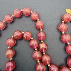 Vintage Joan Rivers Marbled Pinkish Gold Swirl Acrylic Lucite Bead Necklace 21″