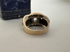 Antique Rare 14k Georgian Rose gold Large Retro Rose Cut Diamond Ring, Sz 7.5
