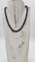 Hematite Beaded Choker Necklace Black Ball Vintage Fancy Clasp Couture Gold tone