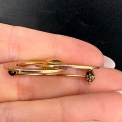 Vintage Gold Filled Brooch Double Circle Heart Love Wedding