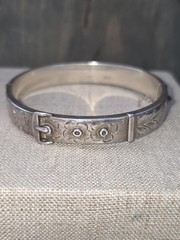 Vintage Sterling Silver Victorian Inspired English Buckle Bracelet