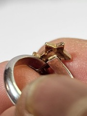 Sterling Silver & 14k Gold Woman Lady Fashion Ring W/ 2 Stars Sz 5″-3.31g-Tested