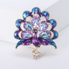 Vintage Style Peacock Bird Rhinestone Crystal Cyan Bird Brooch Pin Pendant Gift