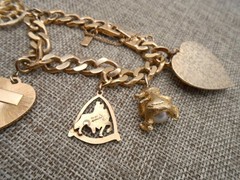 MONET Charm Bracelet & 5 Charms Birthday GF St Louis Family Tree Cupid Elf N30