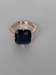 Vintage 1990-s 14 Ct Rolled Gold Sapphire Ring Size UK P US 7 1/2 – Hallmarked!