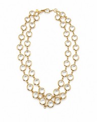 Vintage Swarovski Clear Crystal Station Necklace Gold Tone Open Back Bezel 34”