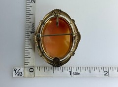 Vintage Gold Filled Carved Shell Lady CAMEO Left Facing Ornate Frame Brooch