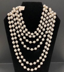 10 FEET VINTAGE HONG KONG SATIN 10mm. PEARL BRASS ROSARY CONTINUOUS CHAIN 1016