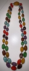 Vintage Hong Kong Multicolor Art Glass Bead Necklace Boho Statement 23” 80g 1960