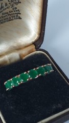 Vintage 1990-s 14 Ct Rolled Gold Emerald Ring Size UK P US 7 1/2 – Hallmarked!