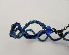 Vintage Czech Republic Choker Necklace Blue Beads Infinity 90s Y2K