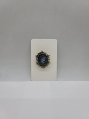Vintage Victorian Style Cameo Brooch Pin Petite Black & Gray Rhinestone New