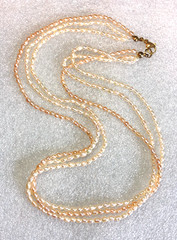 Vintage Peach Cream Genuine Cultured Pearl Multi Strand Necklace Baroque 17″ P19