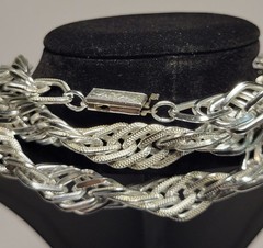 Vintage West German Eloxal Aluminum Triple Strand 58″ Statement Necklace