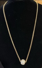 Vintage Joan Rivers Pavé Rhinestone Spinner Ball Gold Tone Necklace Signed