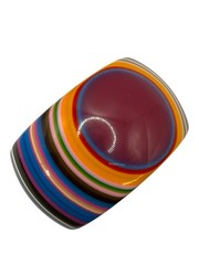 Resin Or Acrylic Layered Striped Colorful Bullseye Bangle Chunky Bracelet