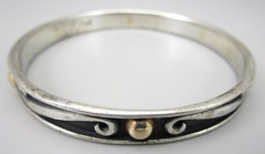 BEAUTIFUL JAMES AVERY STERLING 14K SCROLL GOLD DOT BRACELET SZ 7.75