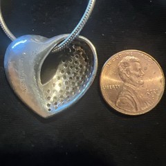Vintage Thai Sterling Red & White CZ Rhinestone Heart on Italian Sterling Chain
