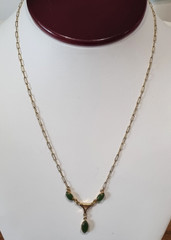 Vintage Rare Collectible c1940s -50s ART 12k gold fill Real Jade Necklace Video