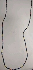 Vintage Tube Glass Bead Necklace Colorful 31″ 2.1mm Wide Beads Very Light Weight