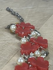 Vintage Red Posey Flower Statement Necklace