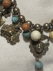 Vintage D&E Juliana Mayan Aztec Charm Necklace Book Piece